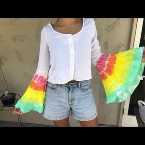 Hand Died Flare Sleeve Button Shirt 🌈🤗